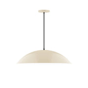Cream dome pendant light, black cord, round ceiling canopy