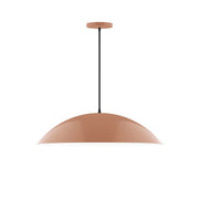 Terracotta dome LED pendant light with black cord and round ceiling canopy