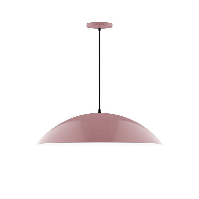 Mauve dome pendant light with round canopy and hanging cord
