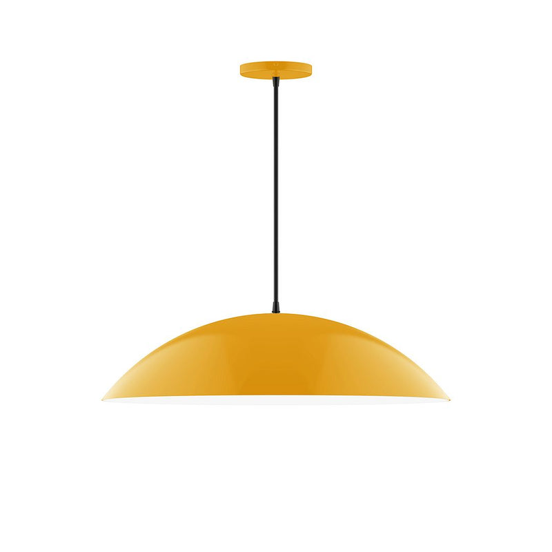 Plateau 24-inch pendant with bright yellow dome shade and black stem