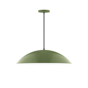 Fern green 24-inch dome pendant light with matching canopy and hanging stem