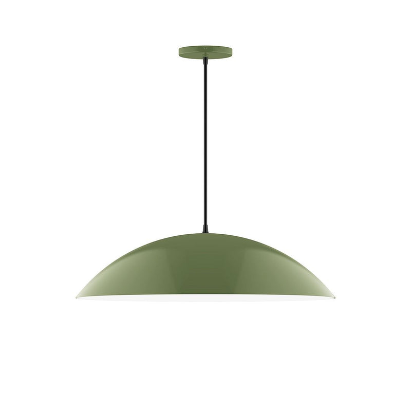 Fern green 24-inch dome pendant light with matching canopy and hanging stem