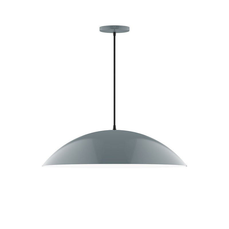 Slate gray dome pendant light with mounting canopy and hanging cord