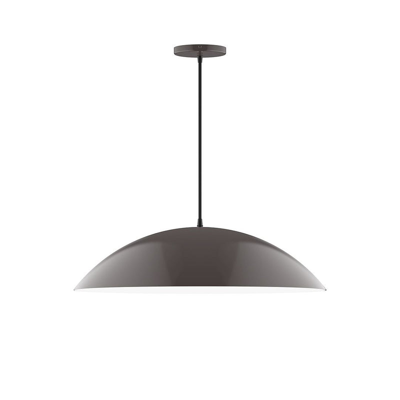 LED pendant light with dark bronze dome shade and straight black cord