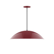 Barn red pendant lamp with round dome shade and hanging rod