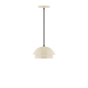 Nest 10-inch pendant light, cream glass shade with black cord and stem