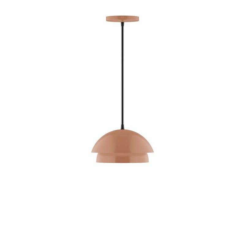 Terracotta dome pendant light with black cord