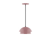 Mauve 10-inch LED pendant light with dome shade and hanging cord