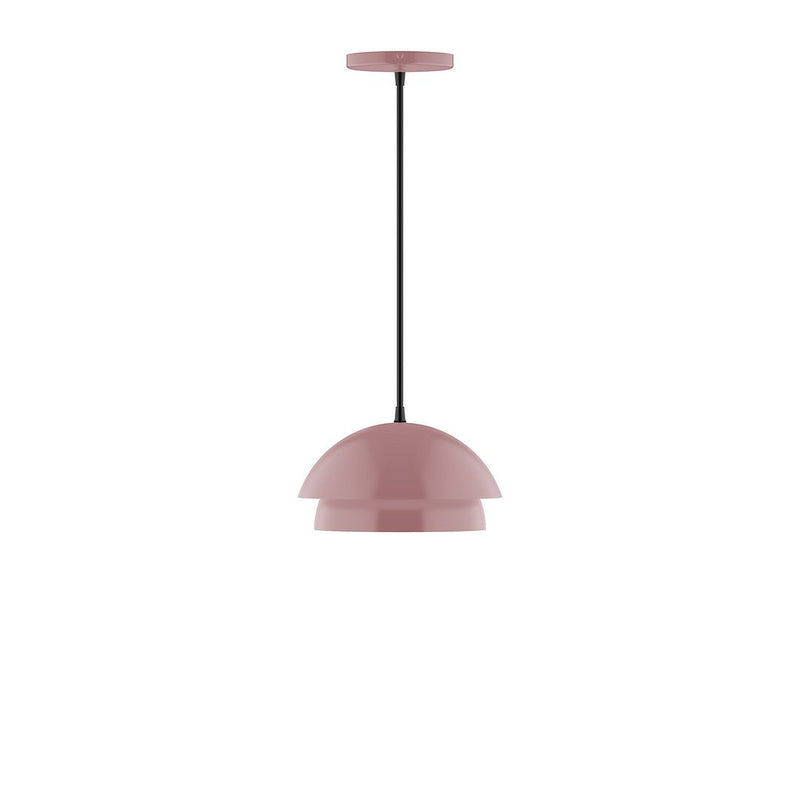 Mauve 10 in pendant lamp with domed shade and black cord