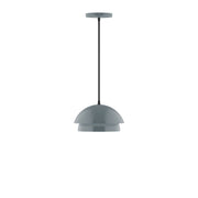 Slate gray dome pendant light with hanging cord and ceiling canopy