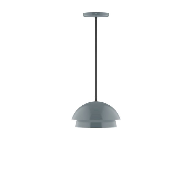 Slate gray 10-in dome pendant light with cord and ceiling canopy