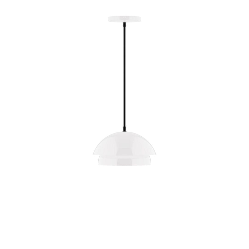 White Nest 10-inch pendant light with dome shade and black cord