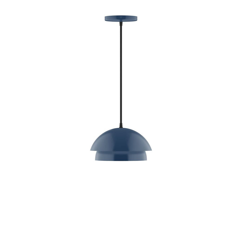 Nest 10 in navy pendant light with domed shade and straight hanging stem