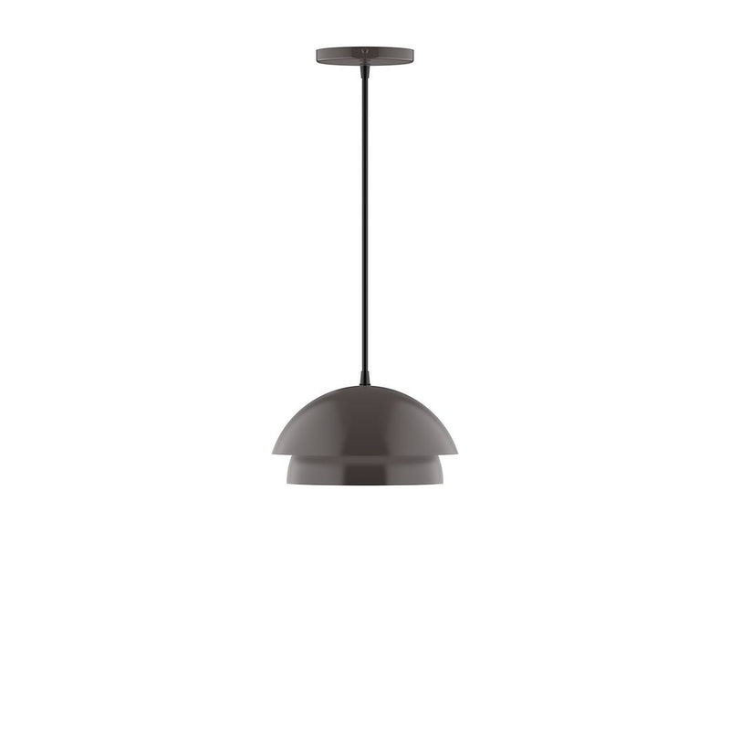 Architectural bronze dome pendant light with hanging cord and round ceiling canopy