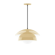 Ivory glass globe pendant light with metal stem and round canopy
