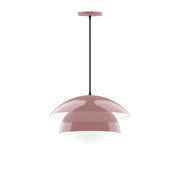 Mauve glass dome pendant light with dark cord and round canopy