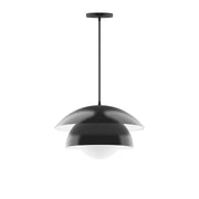 Black metal pendant light with domed glass shade and long cord