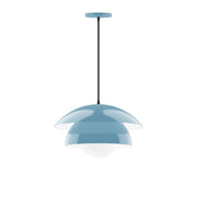 16" pendant light with light blue glass globe and matching ceiling cap