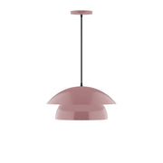 Mauve dome pendant light with black hanging cord