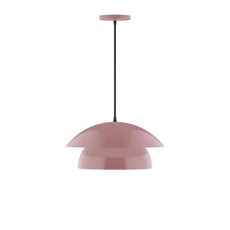 Mauve dome pendant light with black hanging cord