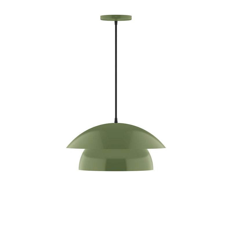 Fern green 16 in pendant lamp with domed shade and hanging stem