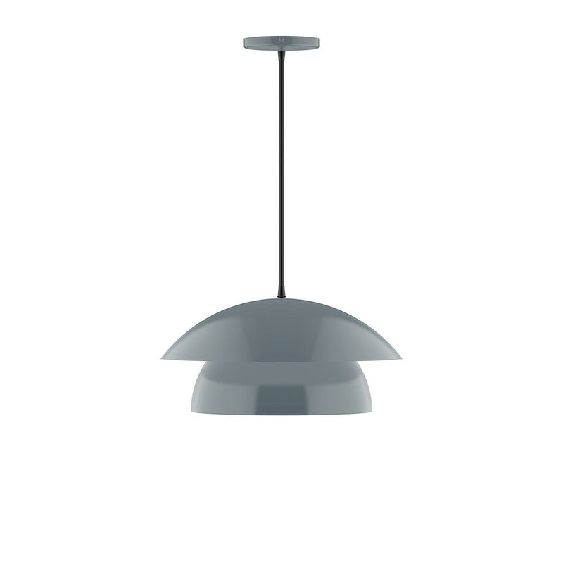 Slate gray Nest 16" pendant with two-tier dome shades and hanging cord