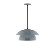 Slate gray dome pendant light with fabric cord and canopy