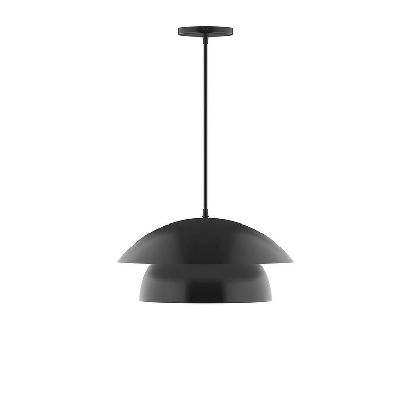 16-inch pendant light with black dome shade and hanging stem