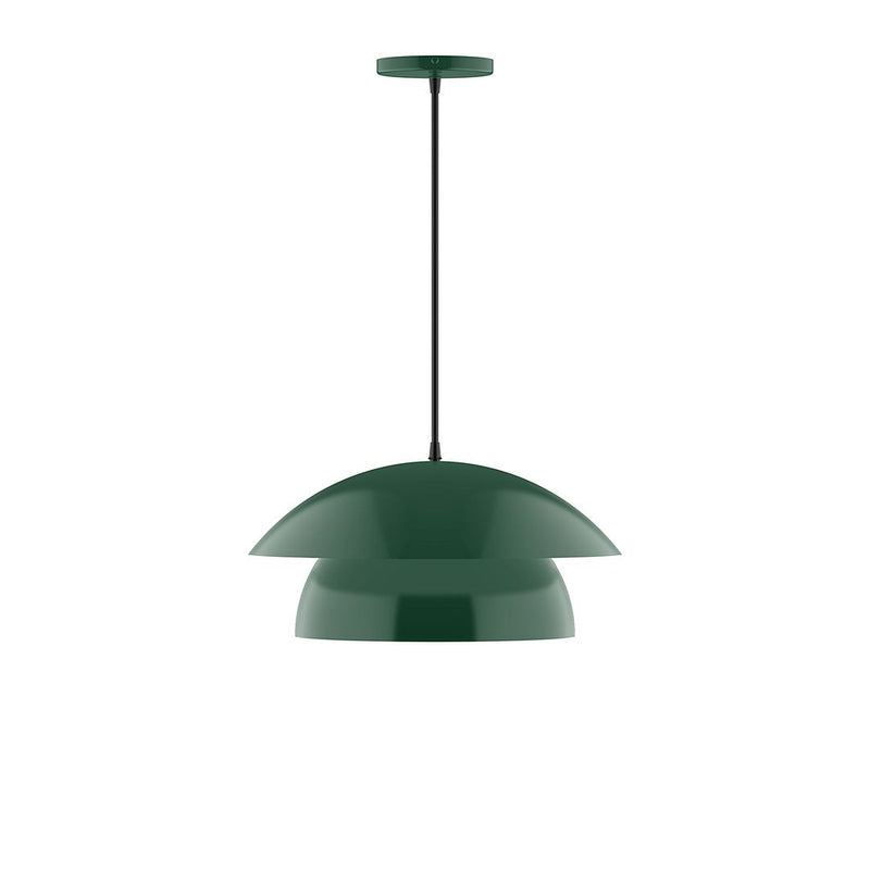 Nest 16" pendant lamp, forest green dome shade
