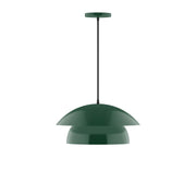 Forest green dome pendant light with hanging cord and canopy mount