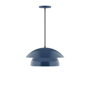 Nest 16" pendant with navy dome shade and hanging cord