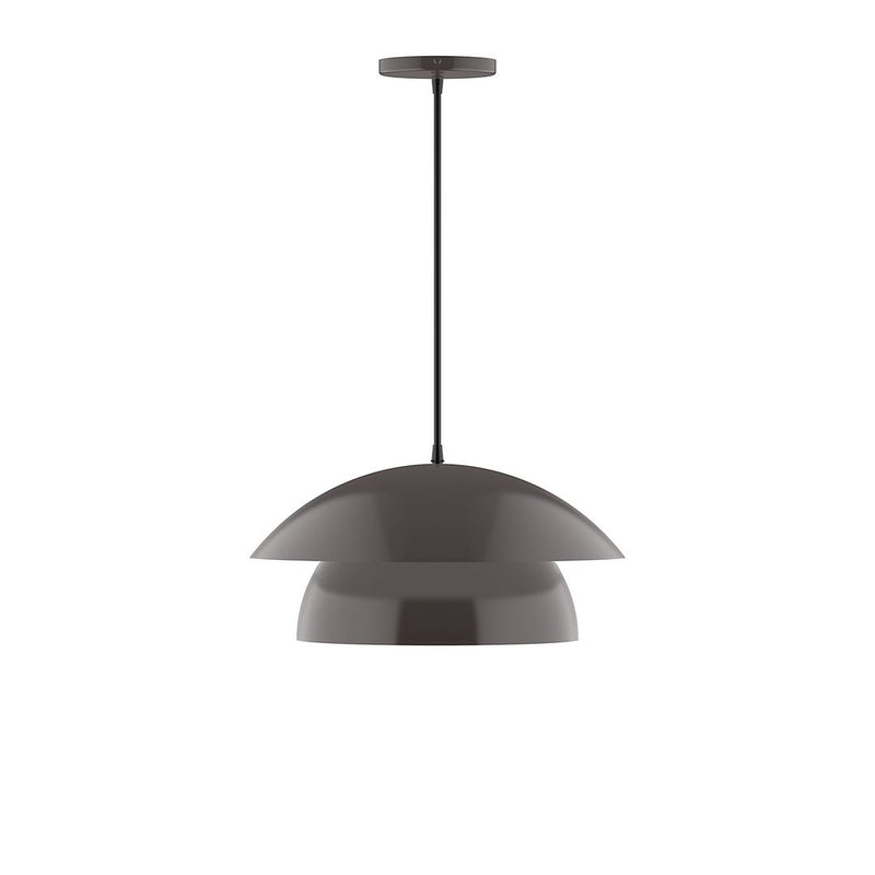 Architectural bronze 16-inch pendant light with dome shade and hanging cord