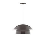 Architectural bronze pendant with half-dome shade and hanging cord