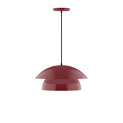 Barn red 16-inch nested dome pendant with black cord and round ceiling canopy