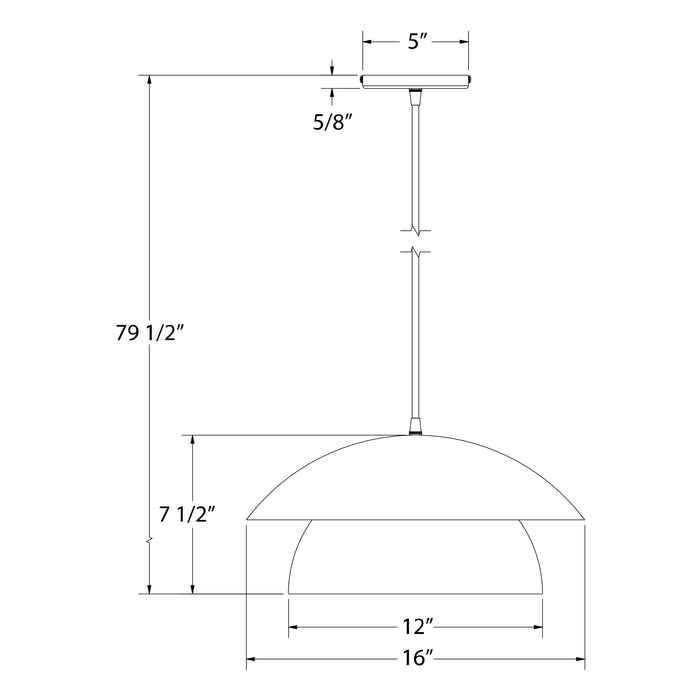 Nest 16" LED Pendant in Mauve Line Drawing