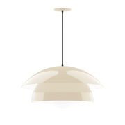 Cream glass globe pendant with curved shade and black cord