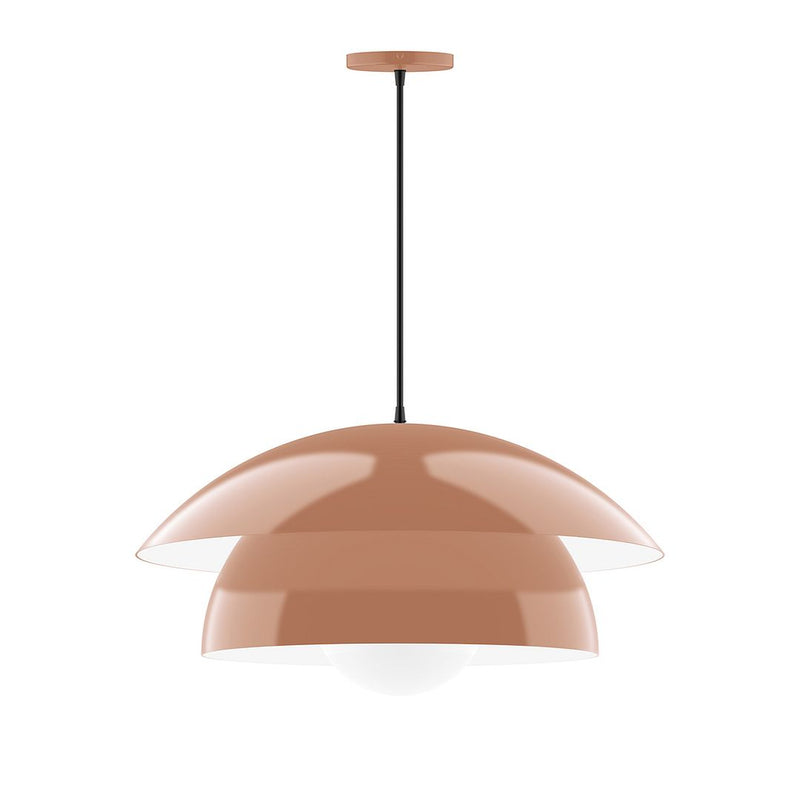 Terracotta glass globe pendant with black cord and matching top cap