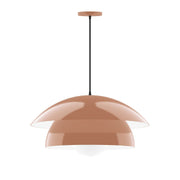 Terracotta glass globe pendant light with black cord and matching top cap