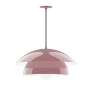 Mauve glass globe pendant light with round dome shade and black cord
