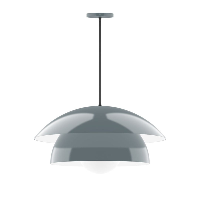Slate gray pendant light with glass globe shade and hanging cord