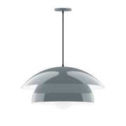 Slate gray glass globe pendant light with flat canopy and center cord