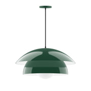 Nest glass globe pendant with forest green dome shade and hanging cord