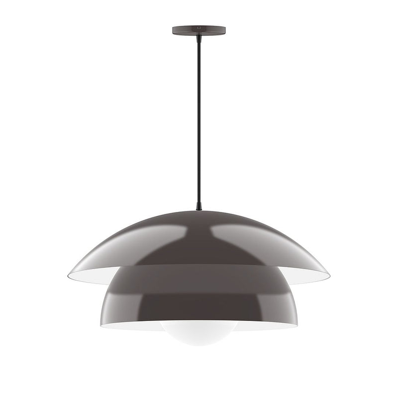 24" pendant light with frosted glass globe and architectural bronze canopy