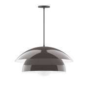 Bronze pendant light with dark glass globe shade