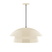 Cream dome pendant light with frosted shade and black hanging cord