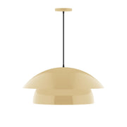 Ivory 24-inch pendant lamp with dome glass shade and black cord