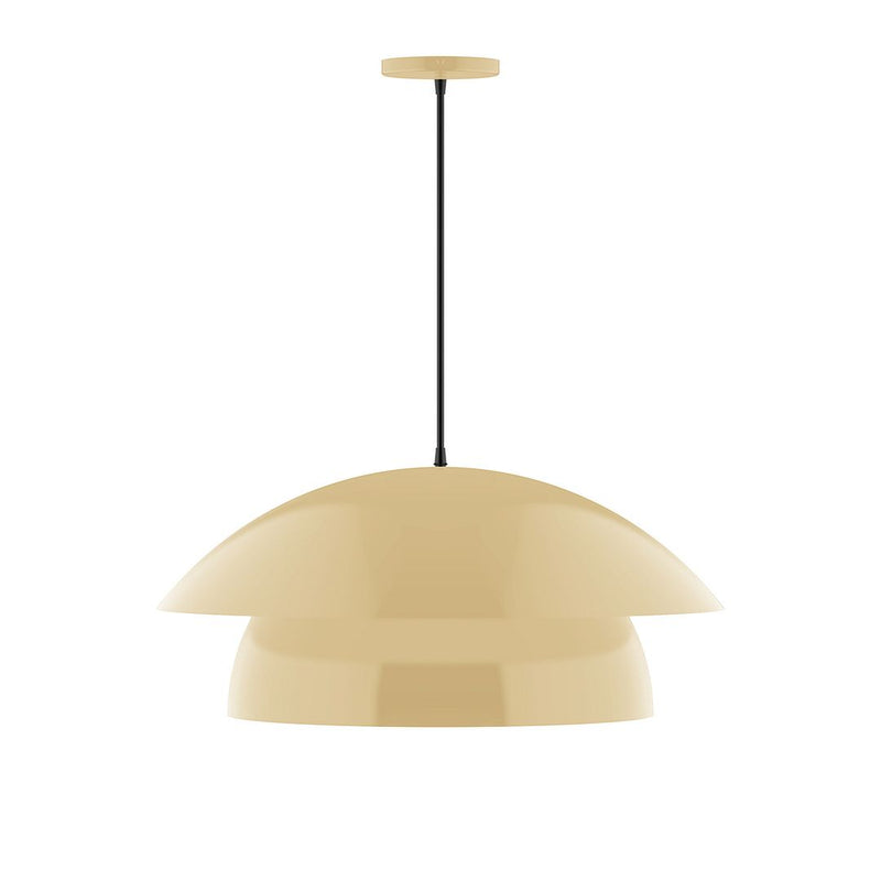 Ivory 24" pendant lamp with dome shades and black cord