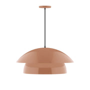 Terracotta LED pendant with dome shade and black cord