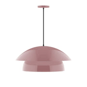 Mauve dome pendant light with hanging cord and two-layer shade