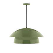 Fern green dome pendant light with two-tier shade and hanging cord